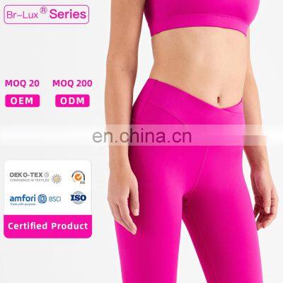 Crossover Waist Leggings Woman Scrunch Butt High Rise Fitness Yoga Pants Leggings Pitaya