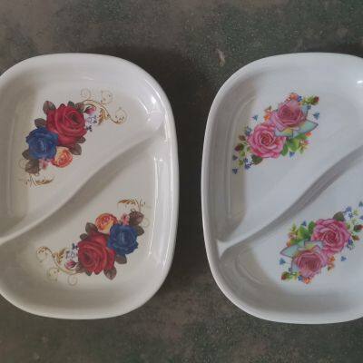 12 inches 2 divided melamine plate unbreakable