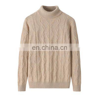 100% Cashmere Turtleneck Sweater Winter Warm Fashion Wear Knitted with Solid Pattern Casual Style Front Logo Thick Sweater