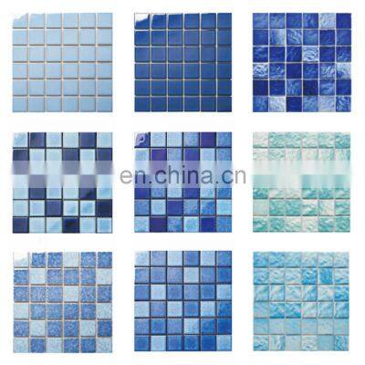 Mixed white and blue ceramic mosaic tile for swimming pool