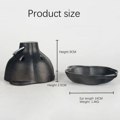 Cast Iron Garlic Roaster Thickened BBQ Roasted Garlic Orange Chestnut Pot Outdoor Barbecue Uncoated Iron Stew Pot photo-2
