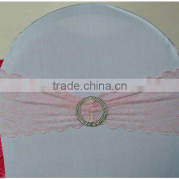 Fashion lace chair sash with round buckle for wedding