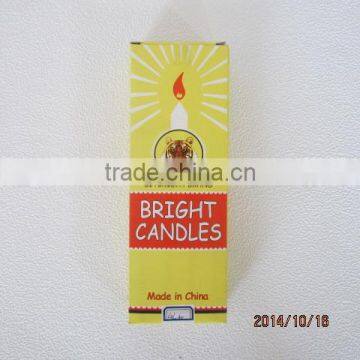 bright candle in yellow box