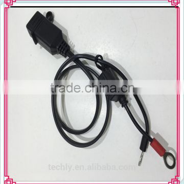 Custom USB 2.0 Female Prot 10A Fused 8.5mm Tender Ring Terminal Power Connection Cable