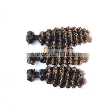 Hot Sale Factory Price Kinky Curl Brazilian Two Tone Ombre Colored Hair Weave Bundles photo-3