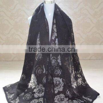 Wholesale New High Grade Lady Fashionable Hollow Rose Flower Lace Scarf                        
                                                Quality Choice