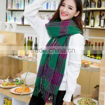 New Warm Winter Mohair Tassel Plaid Fashion Ladies Neck Scarf photo-5