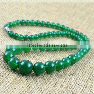 Fashion 6-14mm natural green jade bead necklace