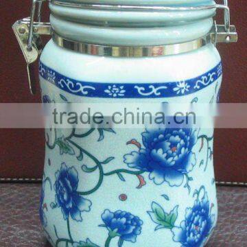 black glaze ceramic tea can white porcelain storage jar