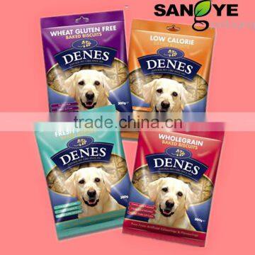 Matte plastic zipper bag/pouch for pet food packaging (dog/cat/bird/fish), side gusset bag, stand up bag, manufacturer