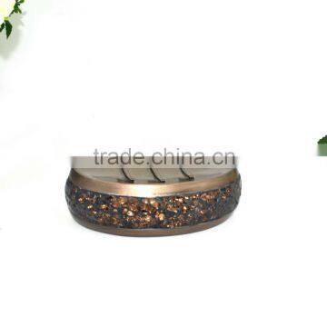Golden Brown Painting With Shining Glass Polyresin Bathroom Accessories Set photo-4