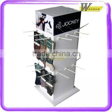 Clothing socks corrugated peg hook floor display stand rack