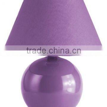 living room lamp table lamp,purple color,ceramic base with textile shade desk lamp