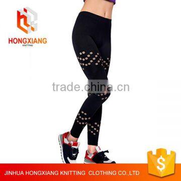 Hongxiang Women sports fitness yoga pants,High Waist yoga Leggings,black side cut hole gym leggings tight pant