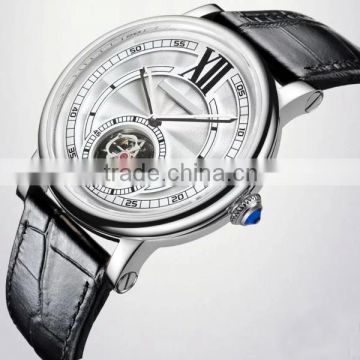 2015 luxury brand men watch automatic movt with double layer genuine leather band