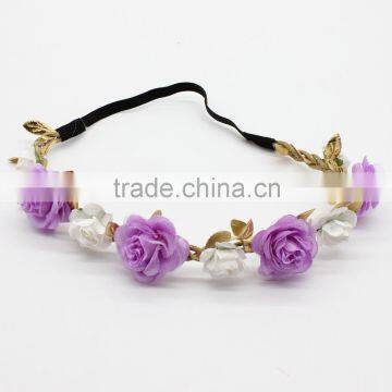 Hot-sales Girl Flower Headband Gold Leaves Flower Headband for Kids Toddler Baby Princess Flower Headband Wh-1828 photo-4
