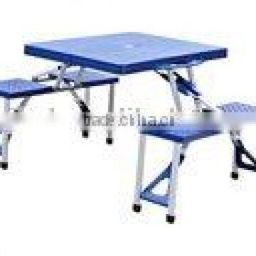 Outdoor folding ABS plastic picnic table--blue