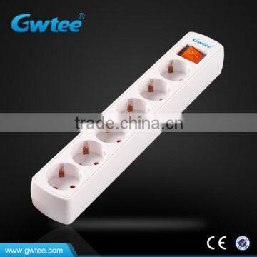 6 way VDE Standard electrical power strip socket switch