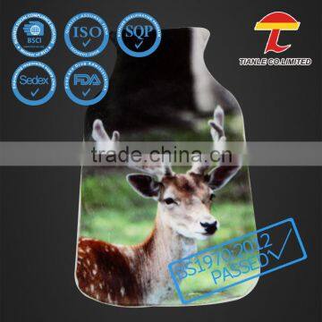 Reindeer design printed fleece cover with hot water bag