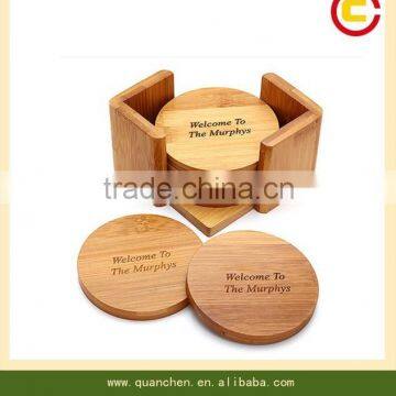 customized bamboo coaster set