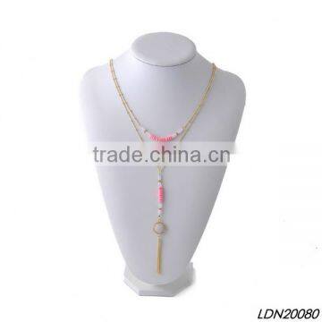 Double pendant Lt.Siam resin necklace with matching bracelet and earrings