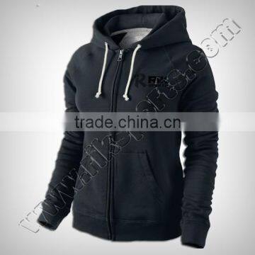 Black Women Hoodie With Zipper Produced With 100% Cotton Excellent & Durable Quality Fabric,