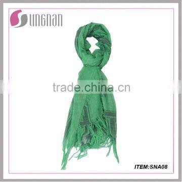 2015 New Green and White Color Prints 100% Polyester Fashion Scarf