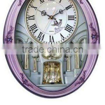 luxurious home melody rotation pedulum analog plastic wall clock