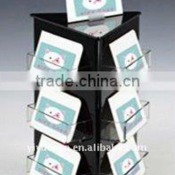 Customize acrylic brochure holder rack rotating menu holder rack silkcreen logo