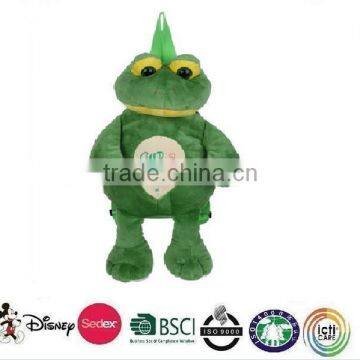 Custom plush bag animal kids green frog backpack