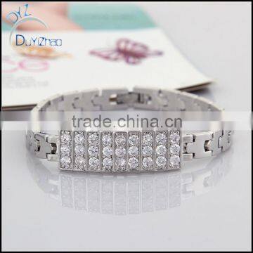 clear cz rectangular promotion link bracelet