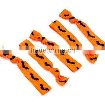 Halloween Bat Print Fold Over Elastic Hairband