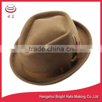 Sale Woolen Brown Modern Felt Fedora Hat For Fashion Mens