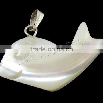 White With Brass Bail Natural Freshwater Shell Pendants