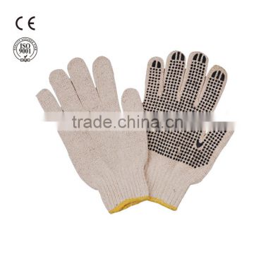 safety work knitted cotton gloves with pvc dotted