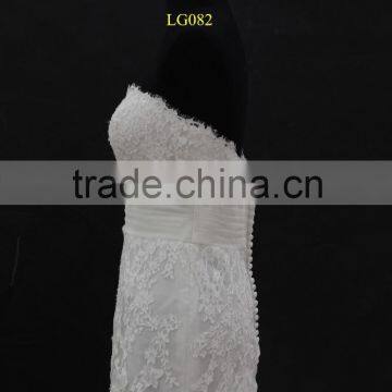 Real Factory Sample! Organza Drapping Belt Popular French Lace Applique Wedding Dress photo-4