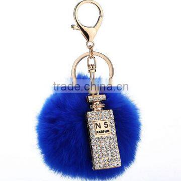 Multicolor Rabbit Plush Fur Ball keychain with Key Ring