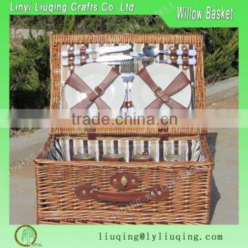 Eco-friendly round wine furit wicker picnic basket with lids and handle