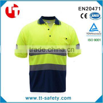 EN471/ANSI Bird Eye Mesh Fabric Summer Fluorescent T-shirts With Short Sleeve