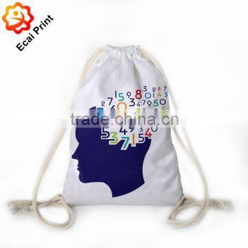 latest design hot sale heat transfer printed sublimated drawstring backpack