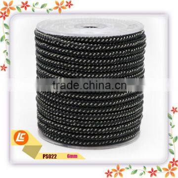 6mm Black braided new stainless steel bracelet cord in 2016