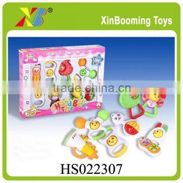 2015 best baby rattle, cheap baby rattle, hot sell plastic 8pcs baby rattle