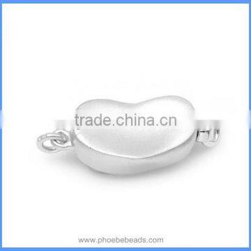 9x18mm Heart Shape Matte Sterling Silver Box Clasps Hooks Connectors Findings For DIY Pearl Gemstone Jewelry SC-BC229