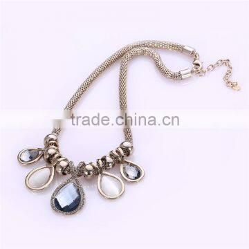 Full Tiny Austrian Crystal Big Water Drop Design Rhinestone and Opal Round Statement Necklaces & Pendants for Women Jewelry