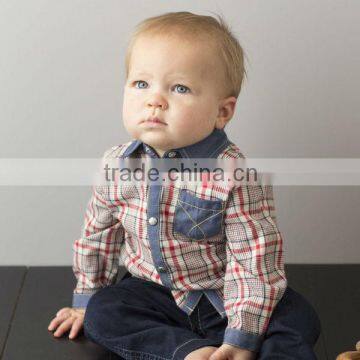 DB1265 dave bella 2014 autumn cotton baby tops baby shirts wholesale baby grid shirts tank top baby clothes