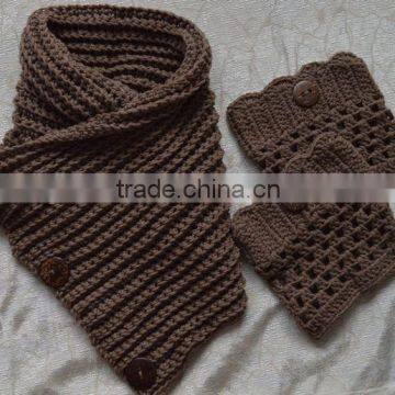 2015 fashionable women cotton knitted scarf with leg warmer