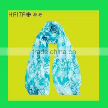 new fashion long blue viscose ladies scarf shawl with sevral color print