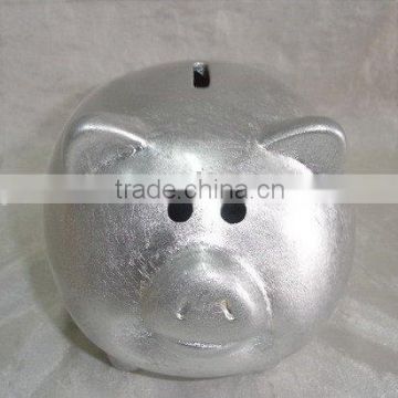 ceramic silver pig money bank