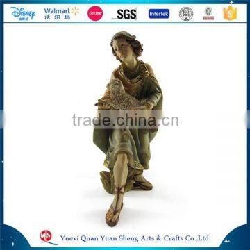 Resin Religious Boy and Girl with sheep for Home decoration