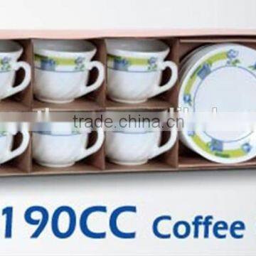190cc Coffee Cup & Saucer Set Opal Glass